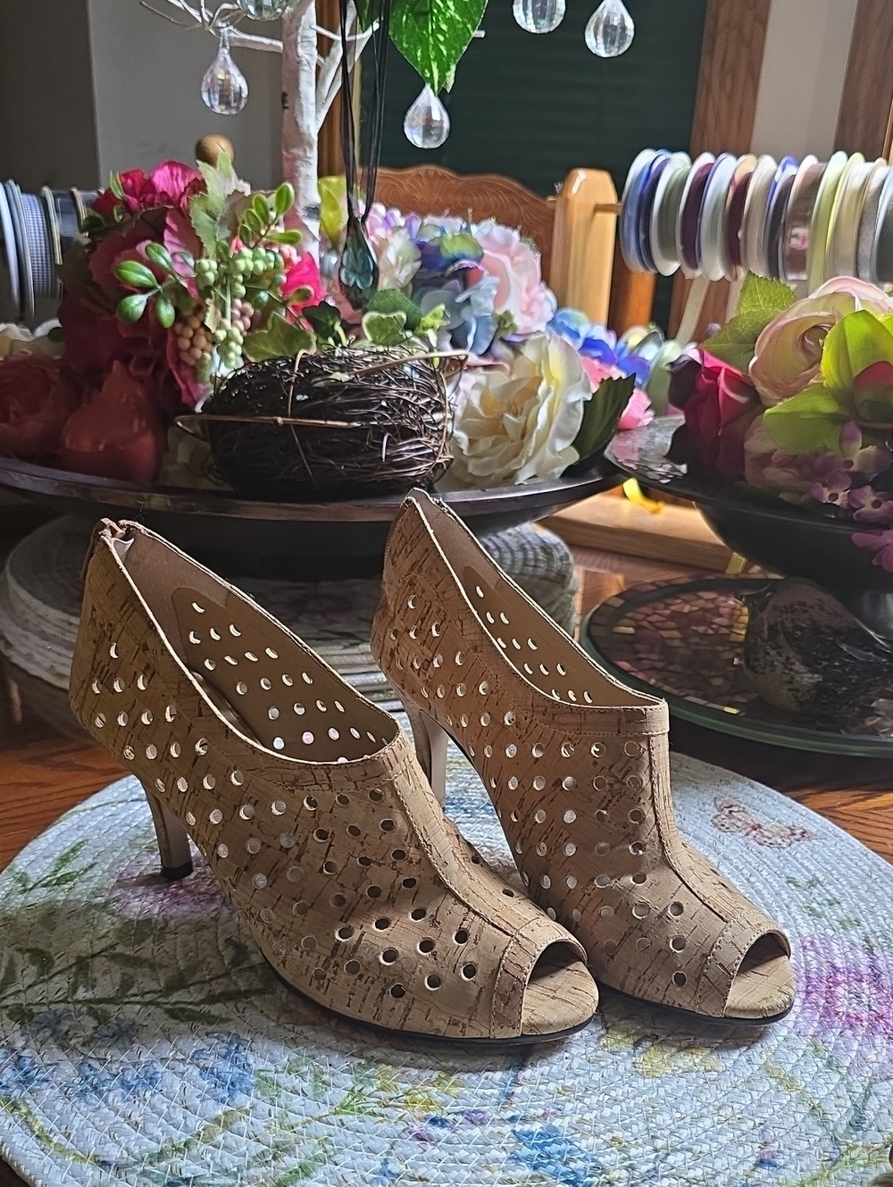 Vaneli Cork Open Toed Heels